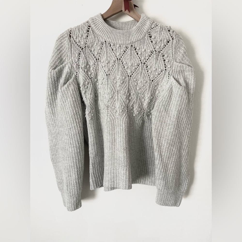 A New Day Light Gray Ribbed Sweater XXL Soft Stretch Puffed Shoulder Clean Girl - Picture 2 of 11
